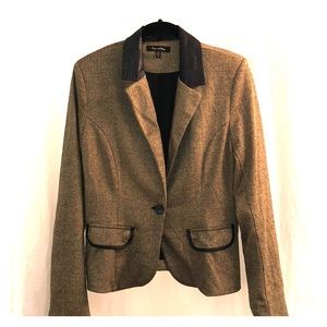 Max and Riley Med Black Tan Leather Patch Blazer
